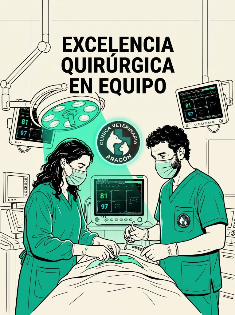 Dra. Vanesa y Dr. Mauricio realizando una cirugía veterinaria en equipo en La Florida.