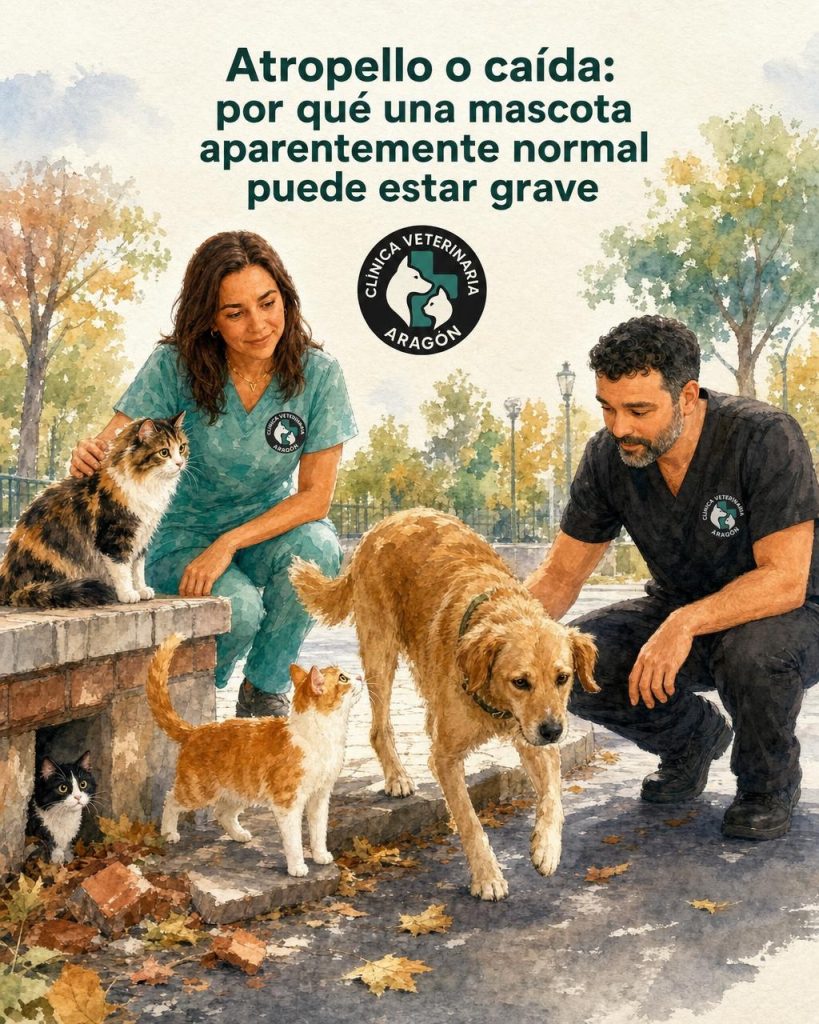 Atropello o caída: por qué una mascota aparentemente normal puede estar grave